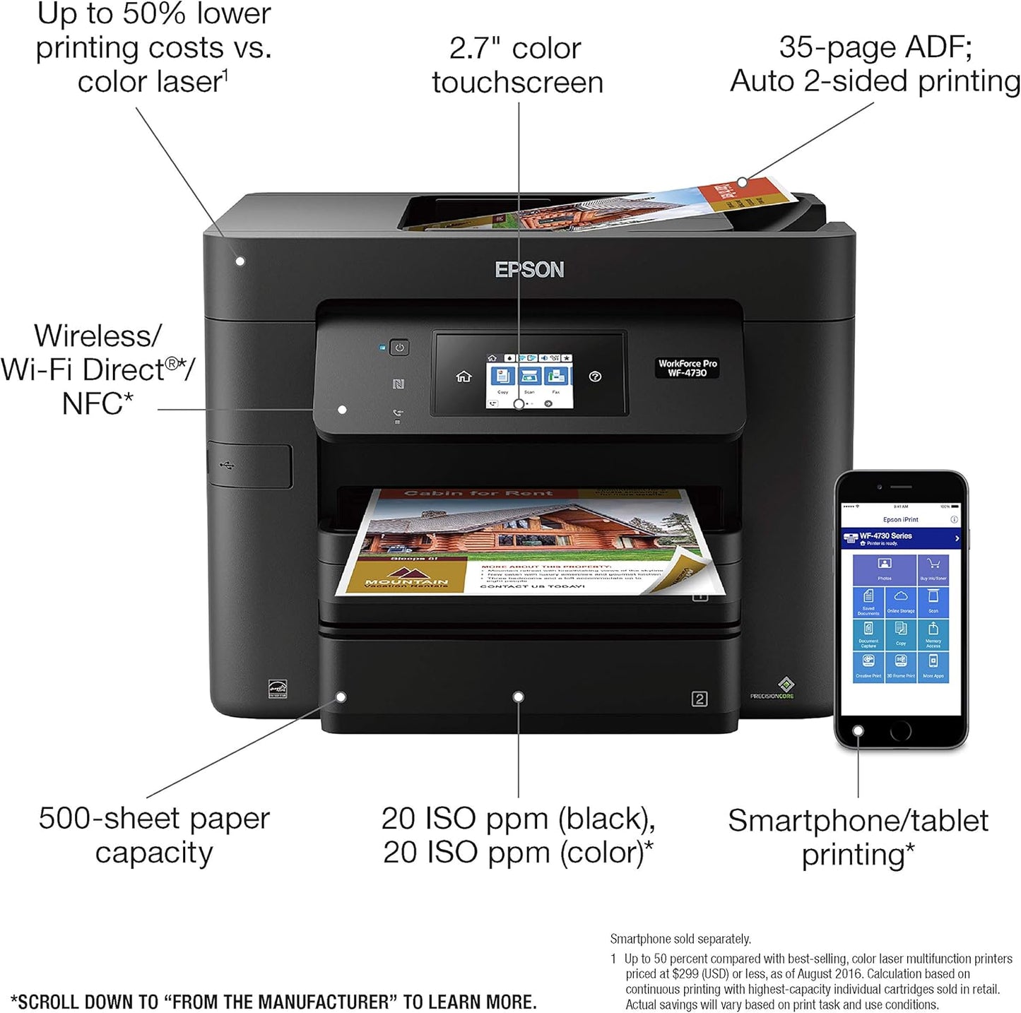 Epson C11CG01201 WorkForce Pro WF-4730 Wireless All-in-One Printer
