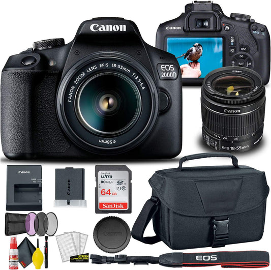 Canon 2727C002AA EOS 2000D DSLR Camera with 18-55mm Lens Bundle