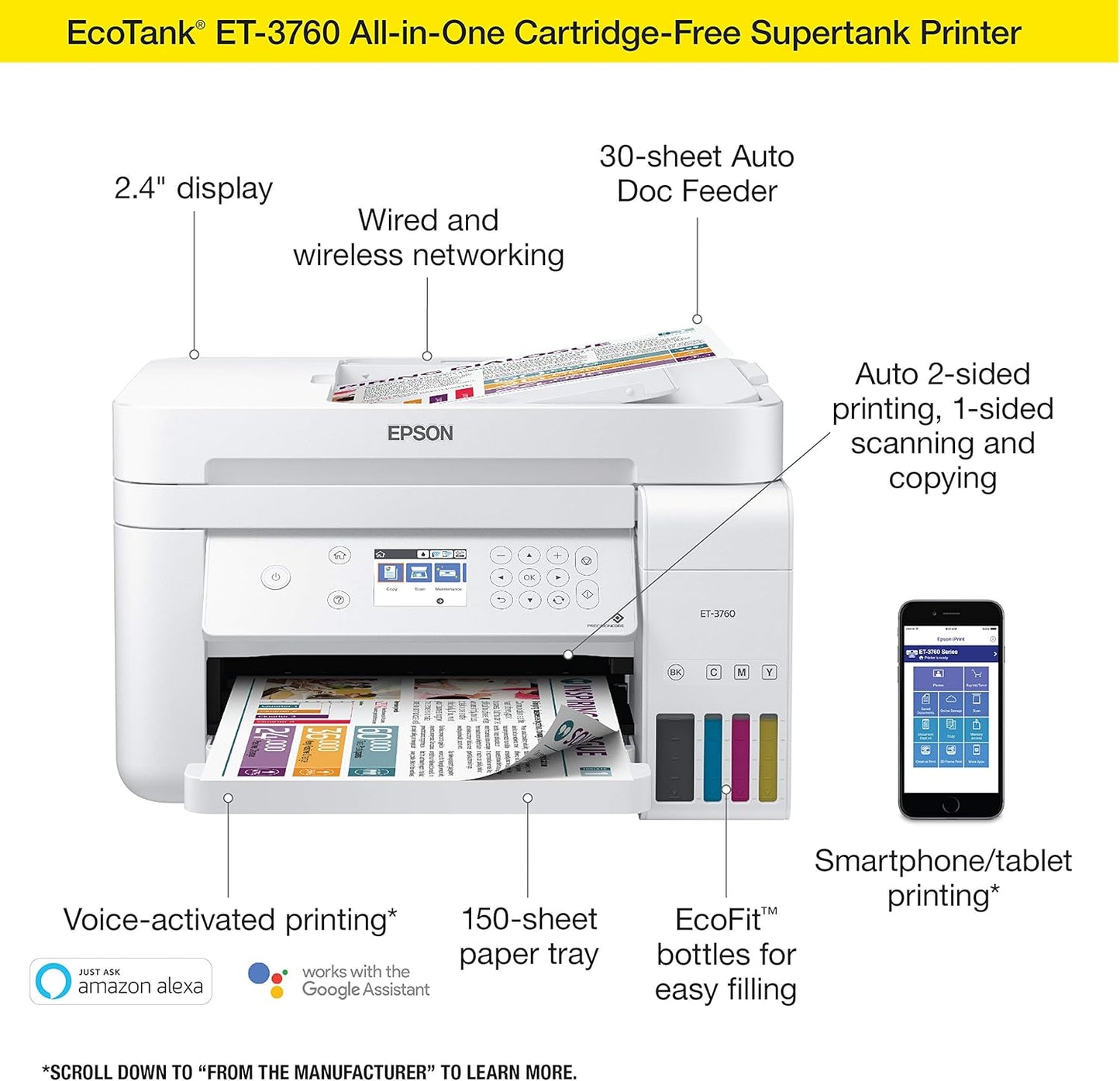 Epson ET-3760 EcoTank Wireless All-in-One Printer