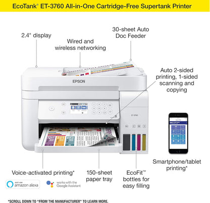 Epson ET-3760 EcoTank Wireless All-in-One Printer