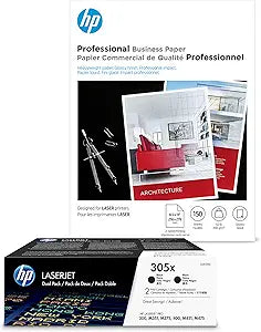 HP 305X Black Toner Dual Pack Plus Brochure Paper
