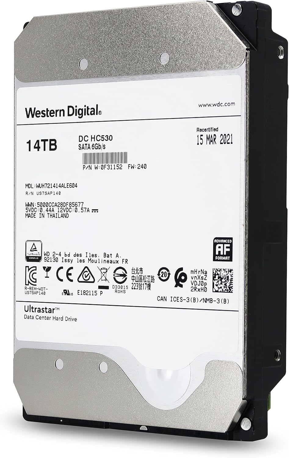Western Digital Ultrastar DC HC530 - 14TB SATA HDD Renewed