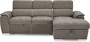 Lexicon 194840112235 Taupe Fabric Sectional Sleeper Sofa