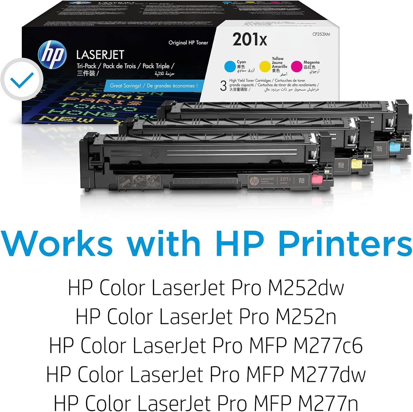 HP CF253XM 201X High-Yield Color LaserJet Toner 3-Pack