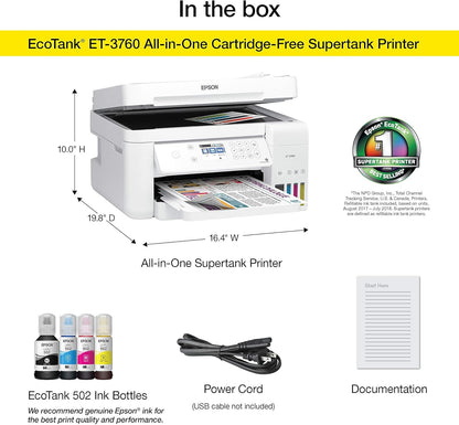 Epson EcoTank ET-3760 Wireless All-in-One Renewed Printer