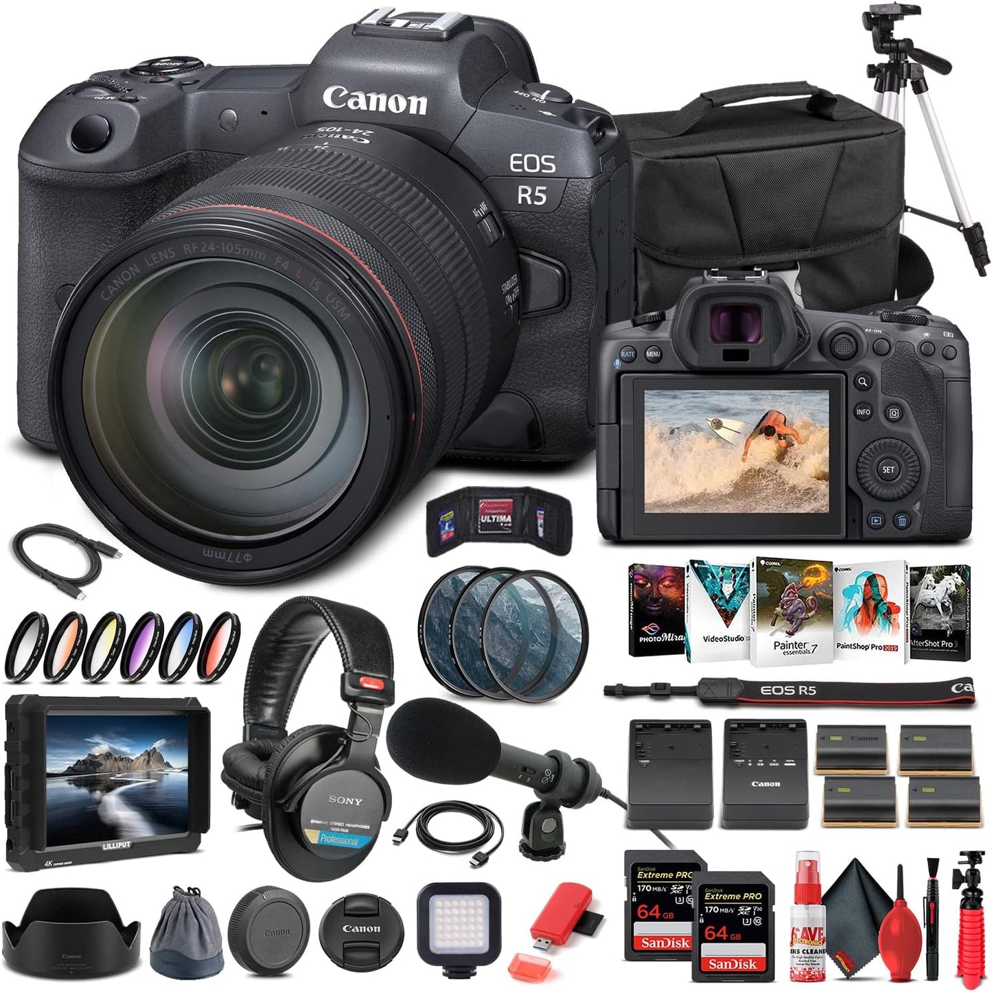 Canon 4147C013 EOS R5 Mirrorless Camera Bundle (Renewed)