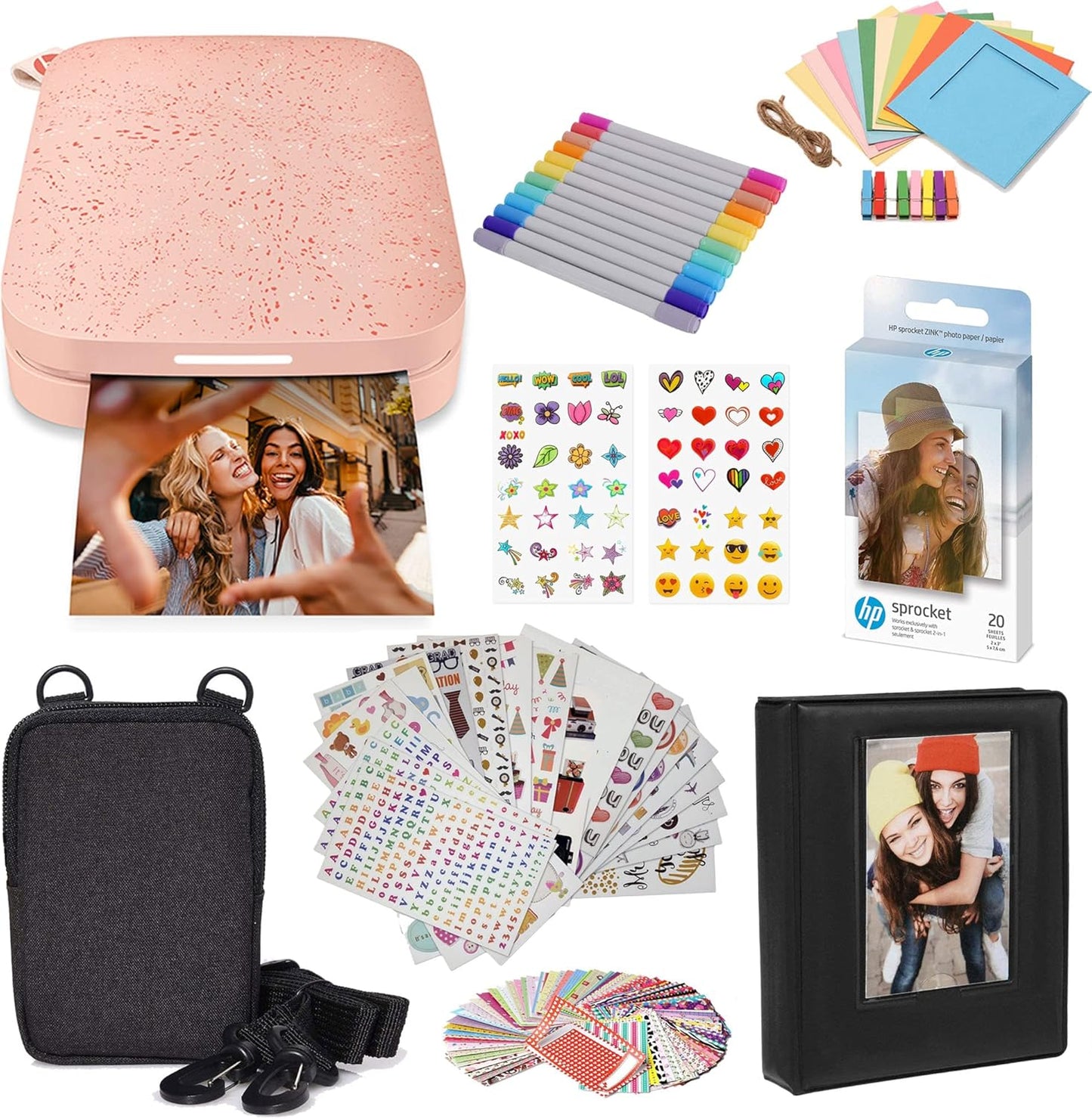 HP HPIKSPK2BPAMZ Sprocket Portable Photo Printer Bundle - Pink
