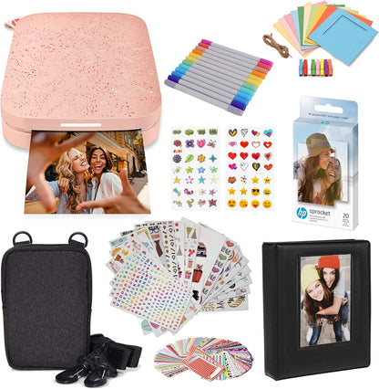 HP HPIKSPK2BPAMZ Sprocket Portable Photo Printer Bundle - Pink