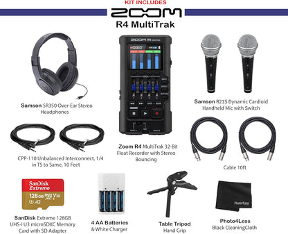Zoom R4 MultiTrak 32-Bit Float Recorder Bundle with Accessories