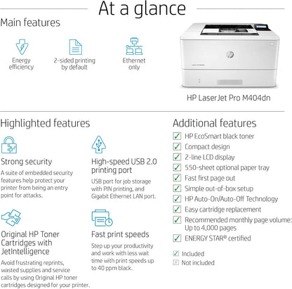 HP W1A53A LaserJet Pro M404dn Laser Printer (Renewed)