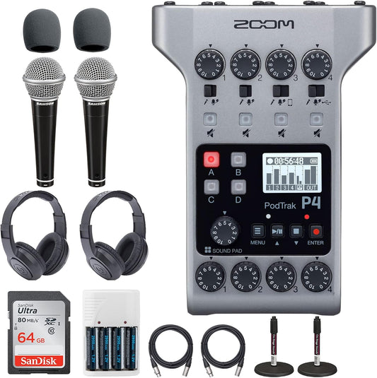 Zoom P4 K9 PodTrak Podcast Recorder Bundle
