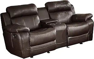 Lexicon 194840123712 Baylands Bonded Leather Glider Loveseat Brown