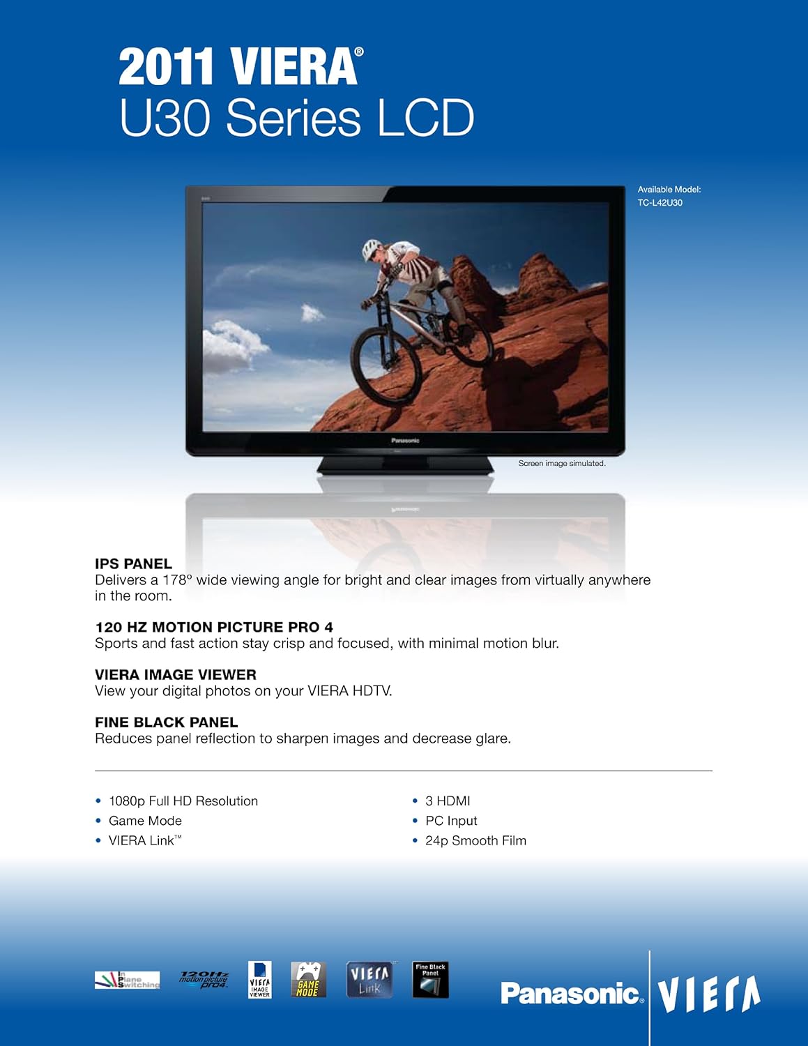 Panasonic TC-L42U30 42-Inch 1080p 120Hz LCD HDTV