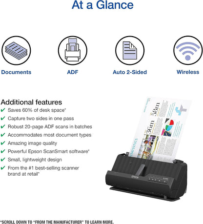 Epson B11B270201 WorkForce ES-C320W Wireless Document Scanner