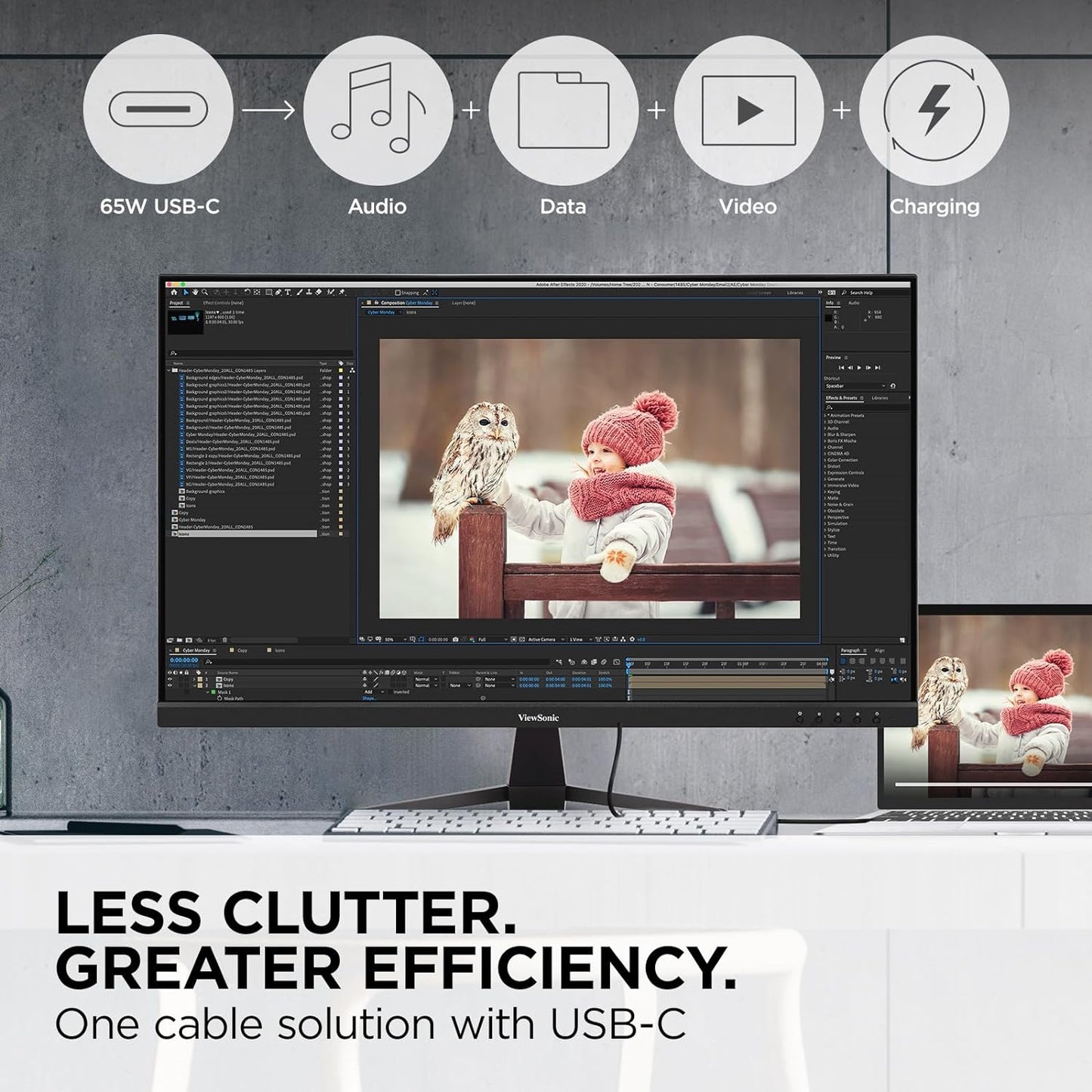 ViewSonic VX3267U-4K 32-Inch 4K UHD IPS Monitor USB-C