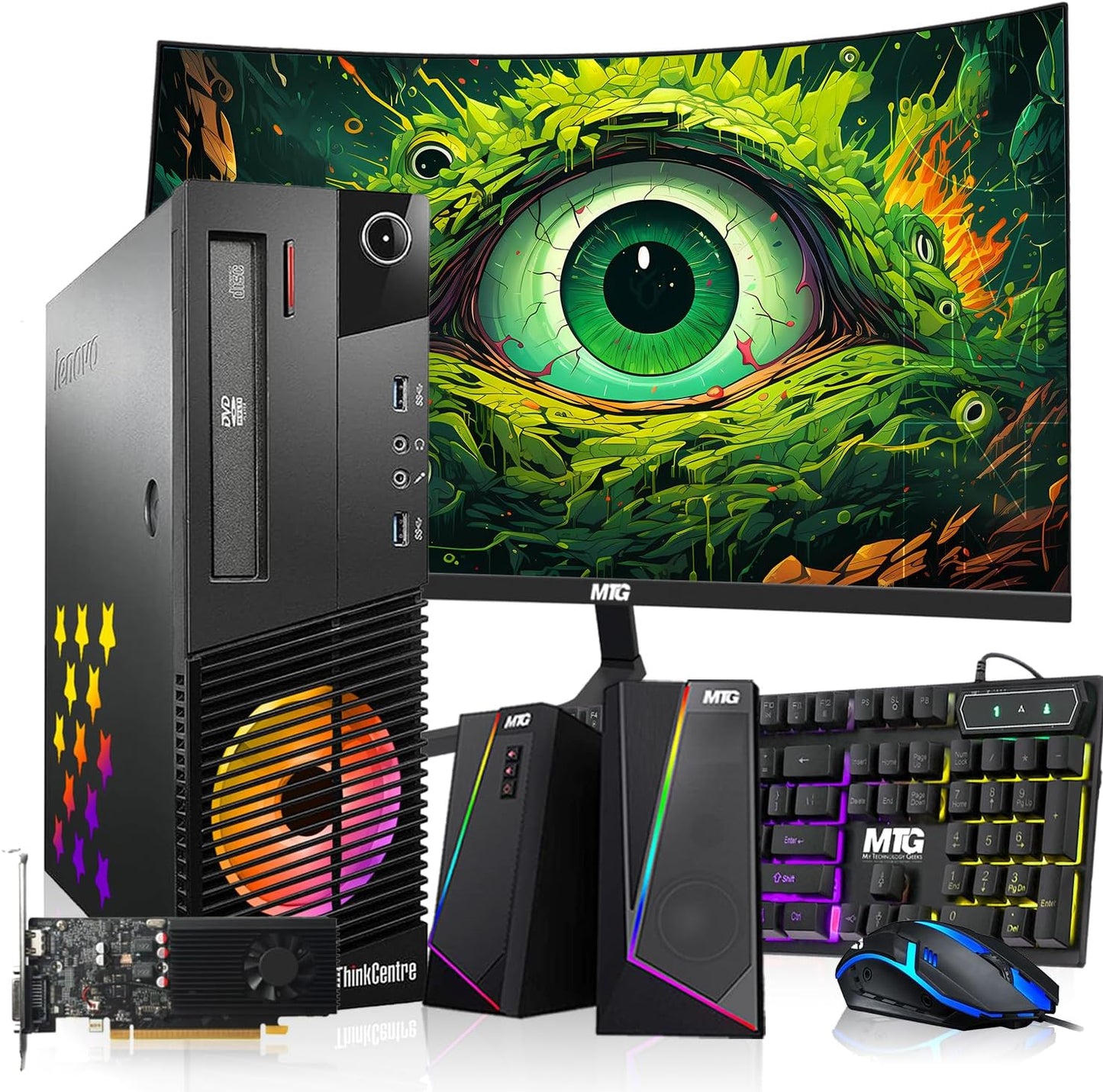 Lenovo ThinkCentre Gaming PC Bundle i7, GT 1030 (Renewed)