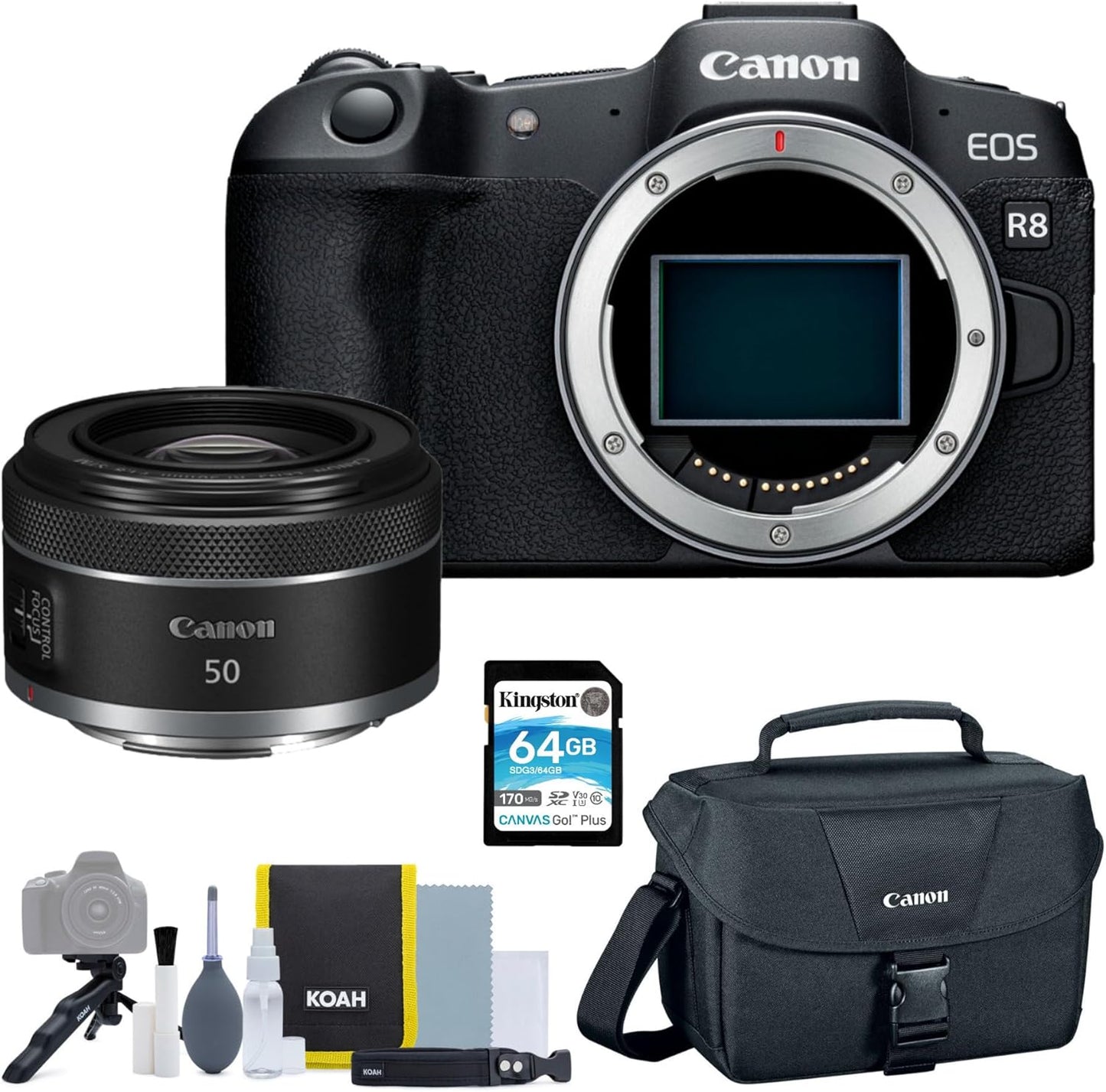 Canon EOS R8 Mirrorless Camera RF 50mm Bundle