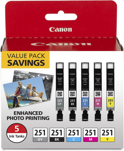 Canon CLI-251 BKCMYGY 5-Color Ink Value Pack