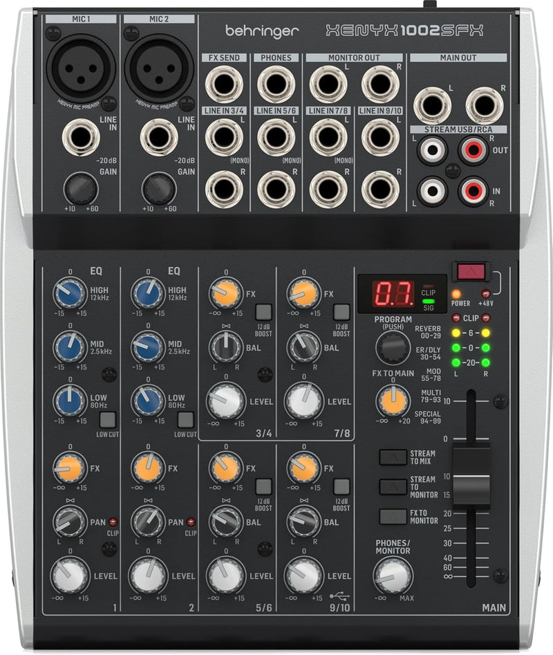 Behringer XENYX 1002SFX 10-Channel Analog Streaming Mixer with FX — main product image