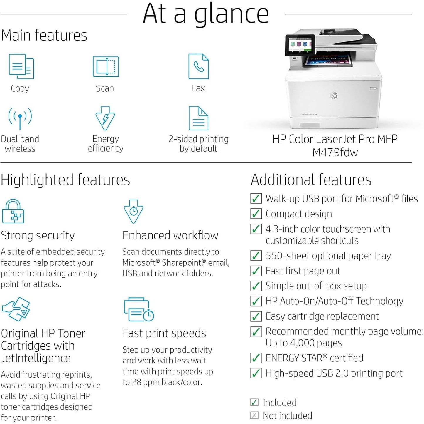 HP M479fdw Color LaserJet Pro Printer Renewed