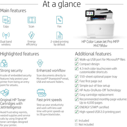 HP M479fdw Color LaserJet Pro Printer Renewed