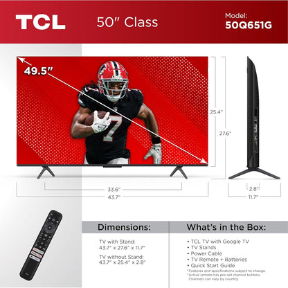 TCL 50Q651G 50-Inch QLED 4K Google Smart TV (2024)
