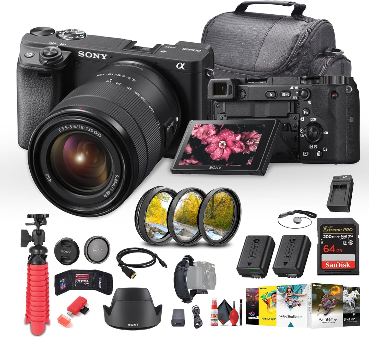 Sony a6400 18-135mm Renewed Mirrorless Camera Bundle