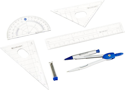 Westcott 14564 6-Piece Geometry Tool Kit, School Supplies