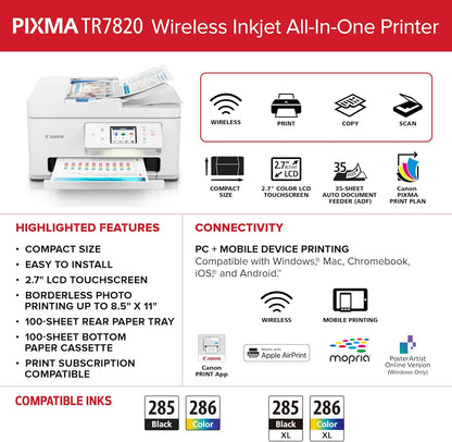 Canon 6258C002 PIXMA TR7820 Wireless All-in-One Printer
