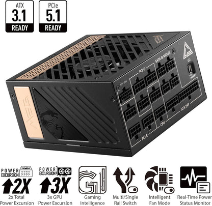 MSI MEGAI1300PPCIE5 1300W ATX 3.0 Gaming Power Supply