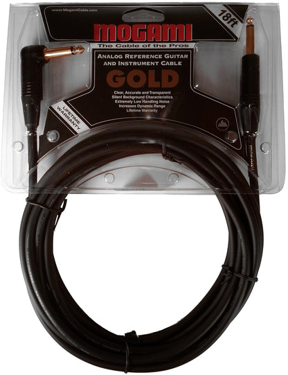 Mogami GOLD INSTRUMENT-18R Guitar Cable 1/4" Right Angle 18 Foot
