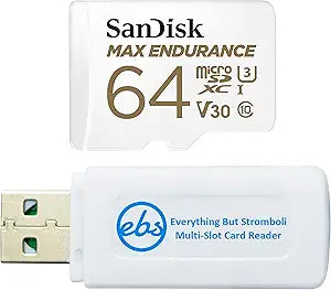 SanDisk SDSQQVR-064G-GN6IA MAX Endurance 64GB MicroSD Card Reader Bundle