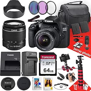 Canon EOS 2000D Rebel T7 DSLR Camera Bundle - 18-55mm Lens