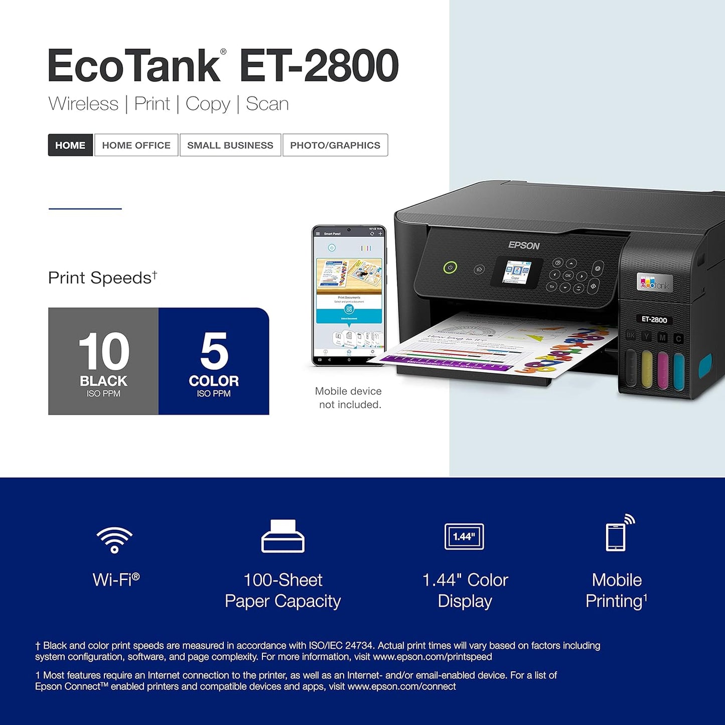 Epson ET-2800 Black EcoTank - Wireless All-in-One Printer