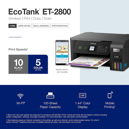 Epson ET-2800 Black EcoTank - Wireless All-in-One Printer