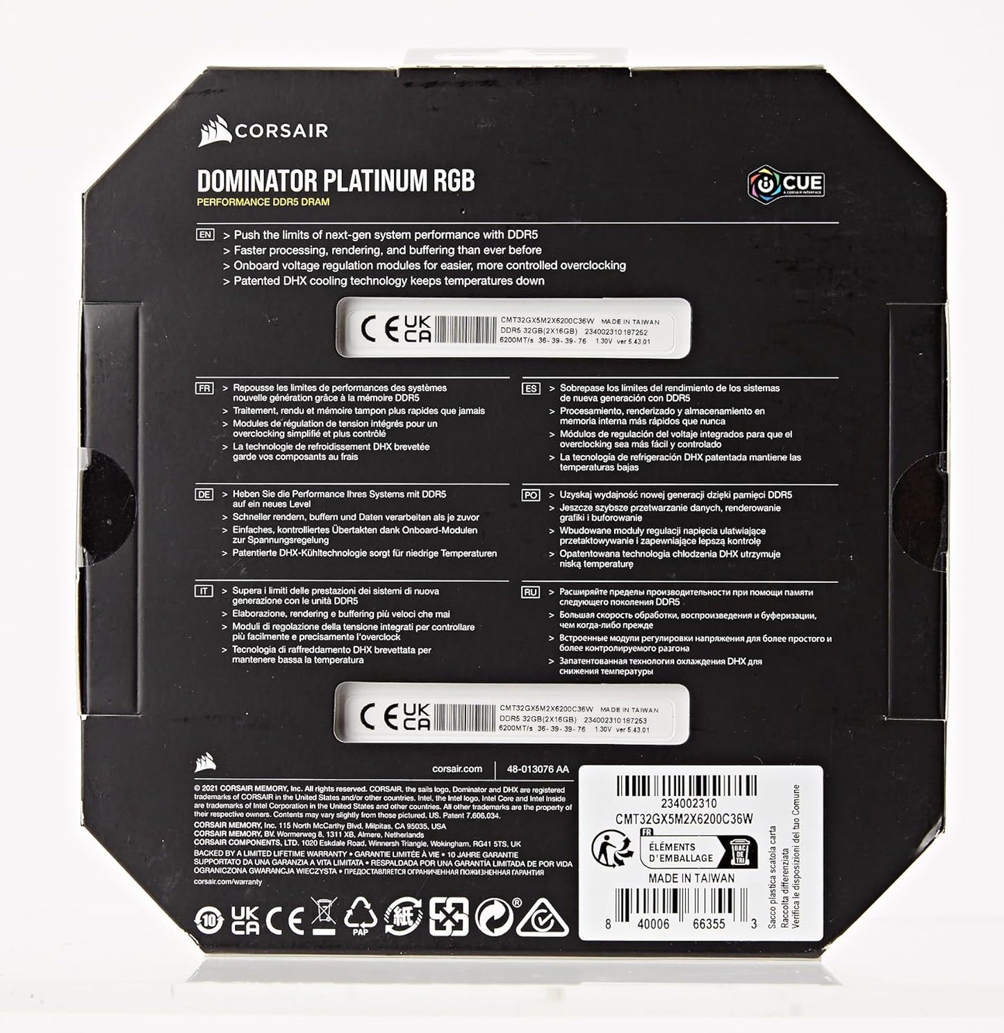 Corsair CMT32GX5M2X6200C36W 32GB 6200MHz DDR5 RGB RAM