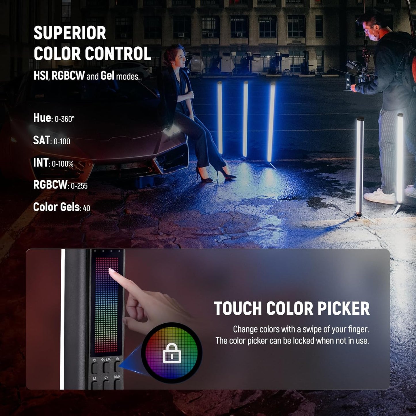 Neewer 10102495 TL60 RGB Tube Light Photography Wand