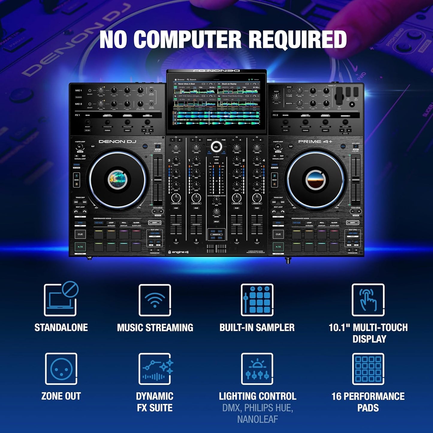 Denon DJ PRIME4+ 4-Deck Stem DJ Controller