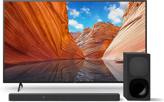 Sony X80J 75 Inch 4K TV Bundle - Smart Google TV, Soundbar