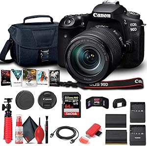 Canon 3616C016 EOS 90D DSLR with 18-135mm Lens Bundle (Renewed)