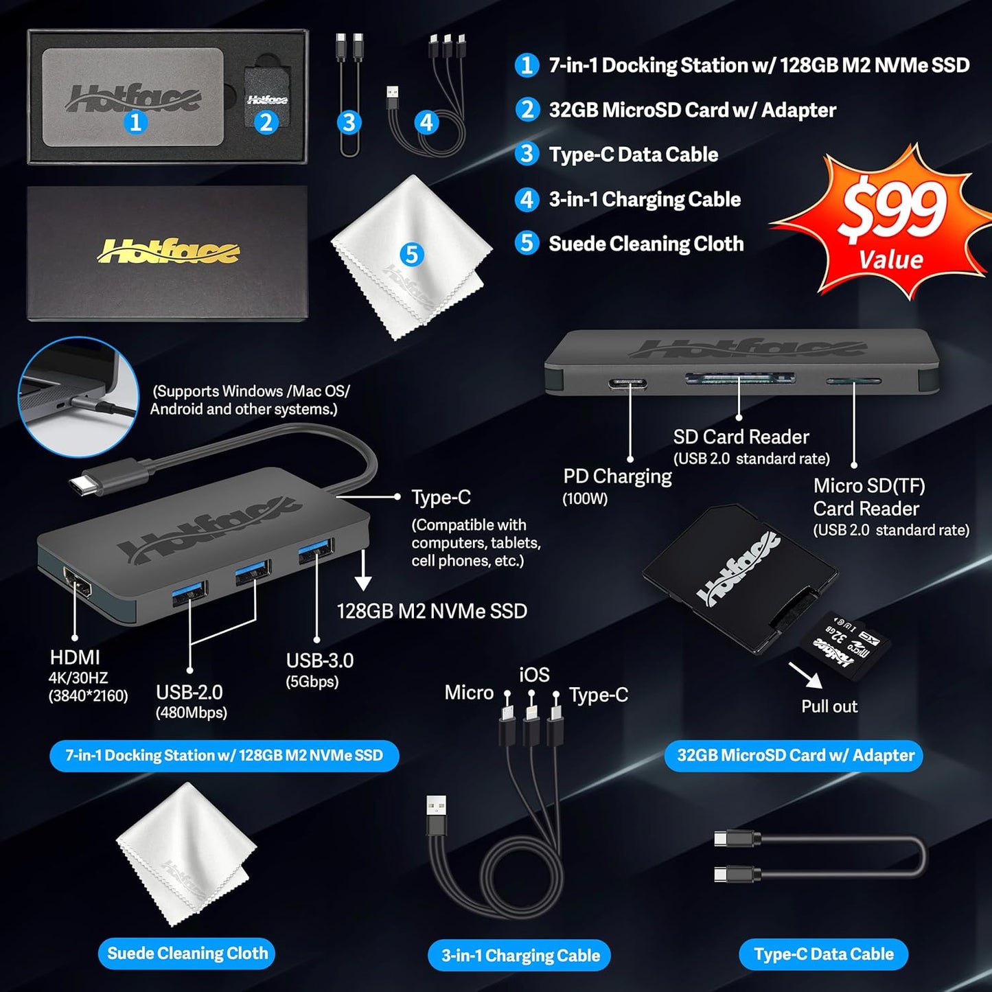 HP Stream - 14" Celeron, 32GB RAM, 288GB Storage, Laptop Bundle