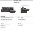 Lexicon Elon Sectional Sleeper Sofa with Storage Chaise