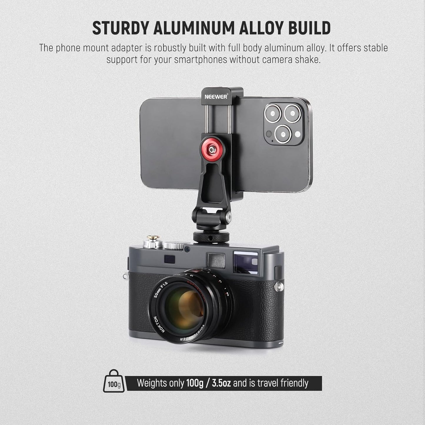 Neewer PA001 Metal Phone Tripod Mount with Cold Shoe