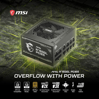 MSI MAG A750GL PCIE5 750W 80+ Gold ATX 3.1 PSU