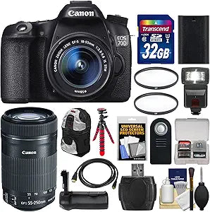 Canon EOS 70D DSLR Camera 18-55mm 55-250mm Kit