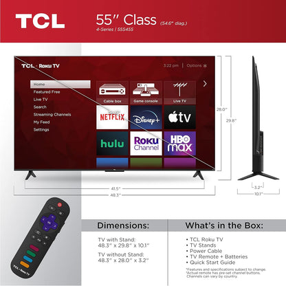 TCL 55S455 55-Inch 4K UHD HDR Roku Smart TV