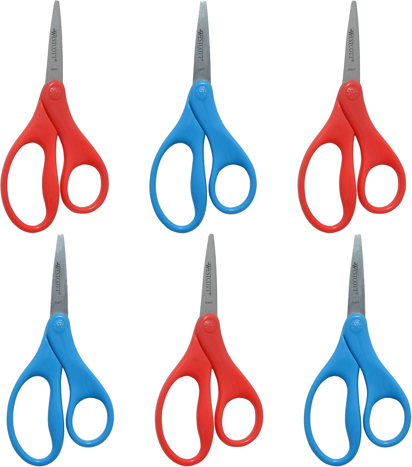 Westcott 17790 Kids Scissors - 5 Inch Pointed - 6 Pack