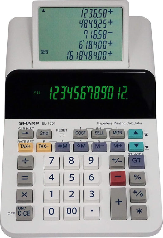 Sharp 8541735555 El-1501 Compact Cordless Paperless Printing Calculator