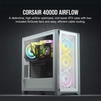 Corsair CC-9011201-WW 4000D Airflow: White Tempered Glass ATX Case