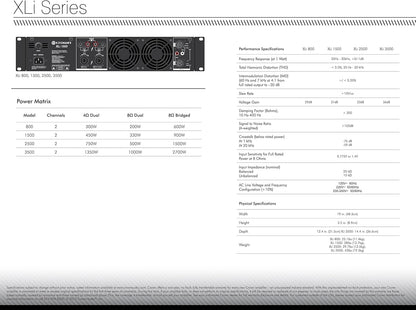 Crown XLi800 300W Two-Channel Power Amplifier